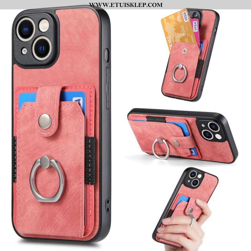 Etui do iPhone 15 Vintage Z Uchwytem Na Pierścionek I Etui Na Karty